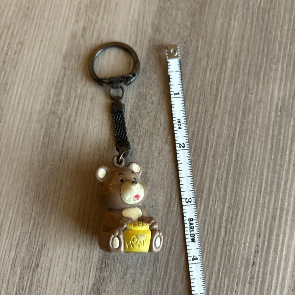 Vintage 1980 R. Dakin & Co. Brown Teddy Bear With Honey Pot Keychain